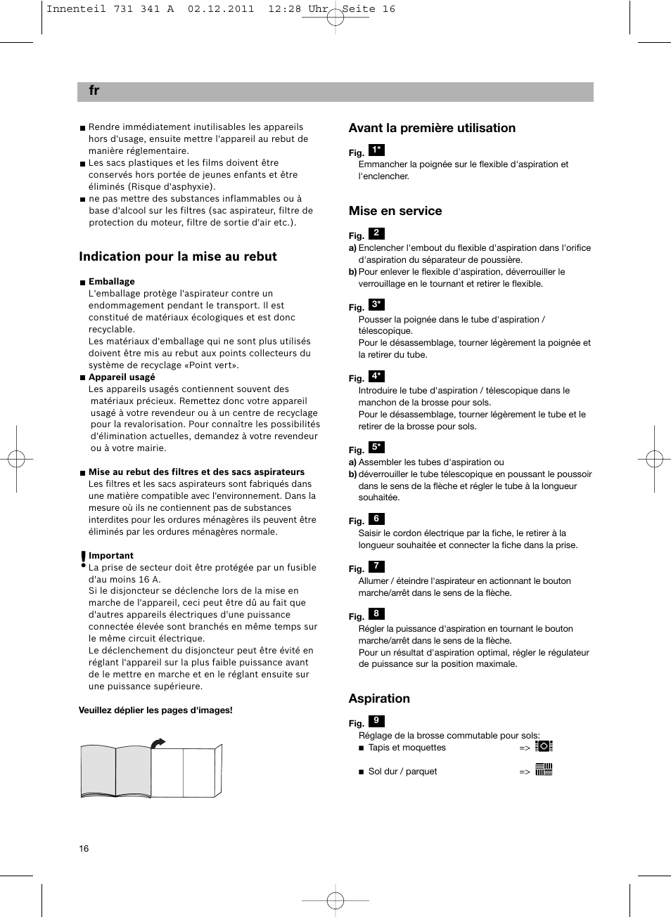 Indication pour la mise au rebut, Avant la première utilisation, Mise en service | Aspiration | Bosch BX12222 Aspiradores sin bolsa BX1 parquet 2200 W EAN 4242002688992 User Manual | Page 17 / 142