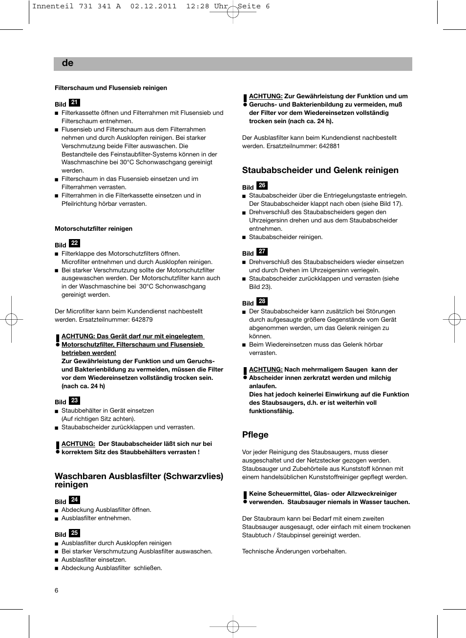 Bosch BX12222 Aspiradores sin bolsa BX1 parquet 2200 W EAN 4242002688992 User Manual | Page 7 / 142