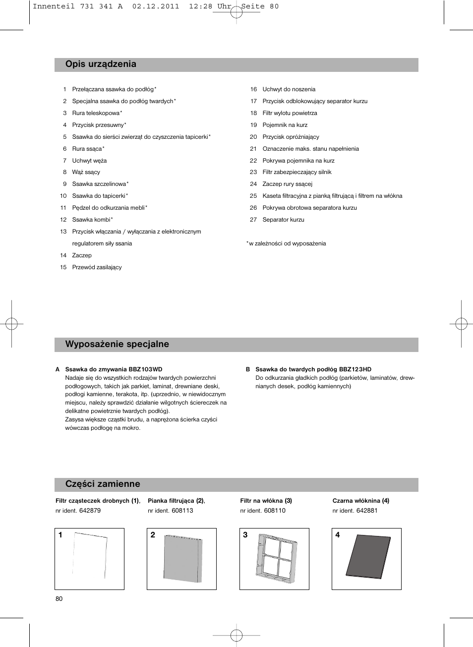 Bosch BX12222 Aspiradores sin bolsa BX1 parquet 2200 W EAN 4242002688992 User Manual | Page 81 / 142