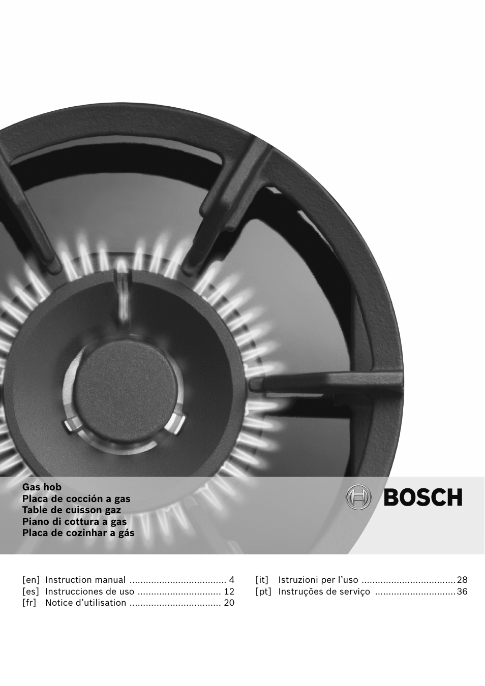 Bosch PCR915B91E Placa de gas 90 cm de ancho Acero inoxidable EAN 4242002488707 User Manual | 44 pages