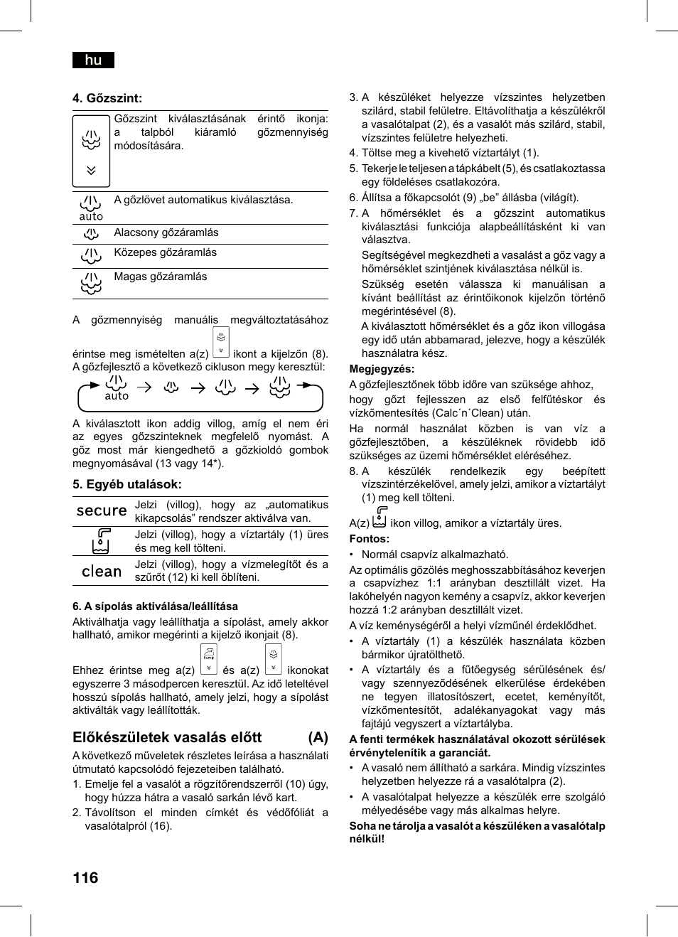 Előkészületek vasalás előtt (a) | Bosch TDS4550 Centro de planchado Sensixx B45L Styline EAN 4242002684154 User Manual | Page 116 / 156