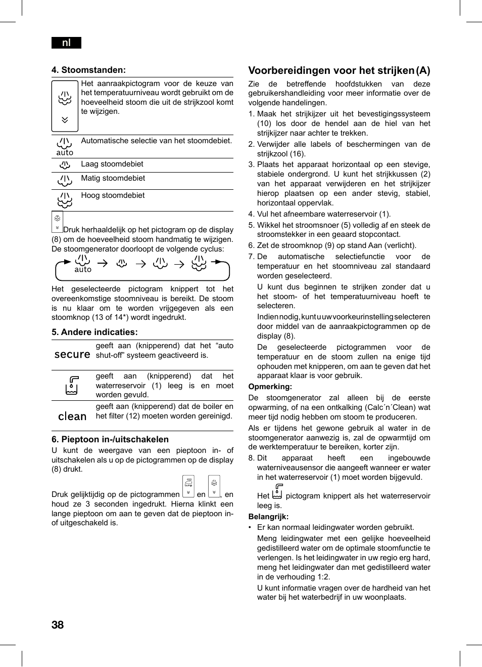 Voorbereidingen voor het strijken (a) | Bosch TDS4550 Centro de planchado Sensixx B45L Styline EAN 4242002684154 User Manual | Page 38 / 156