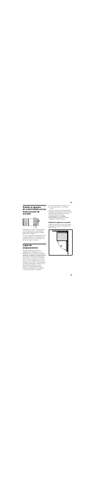 Lugar de emplazamiento, Distancia respecto a la pared | Bosch KGN39VW21 User Manual | Page 15 / 44