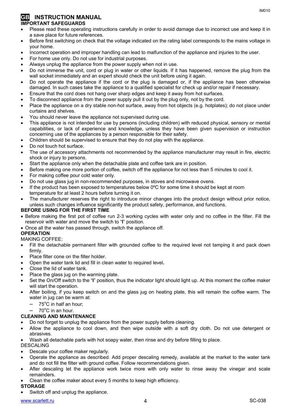 Scarlett SC-038 User Manual | Page 4 / 17