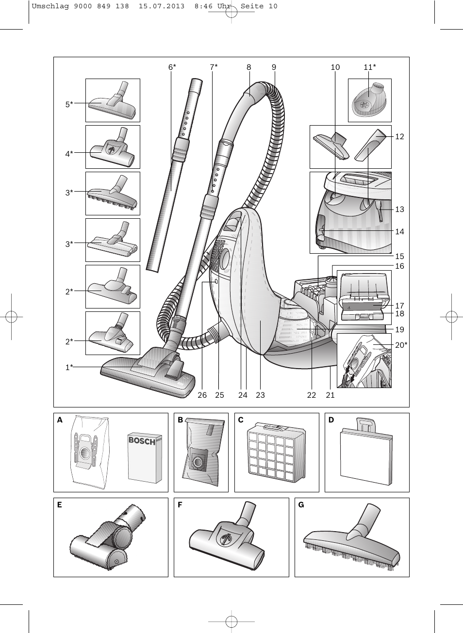 Bosch Aspiradores de trineo BSGL32282 BSGL32282 OZBT GL-30 bagbagless parquet hepa User Manual | Page 134 / 140