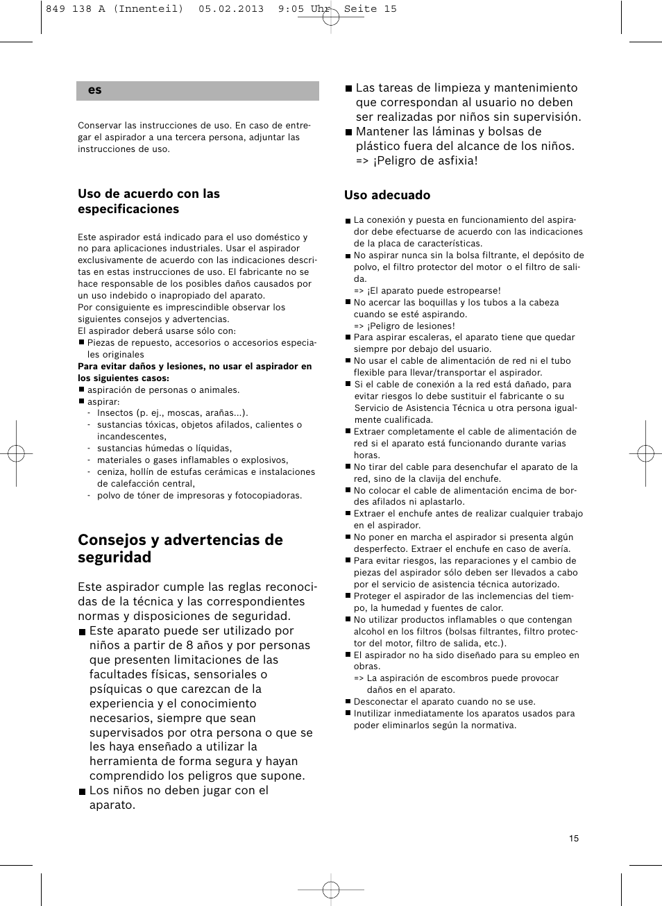 Consejos y advertencias de seguridad | Bosch Aspiradores de trineo BSGL32282 BSGL32282 OZBT GL-30 bagbagless parquet hepa User Manual | Page 16 / 140