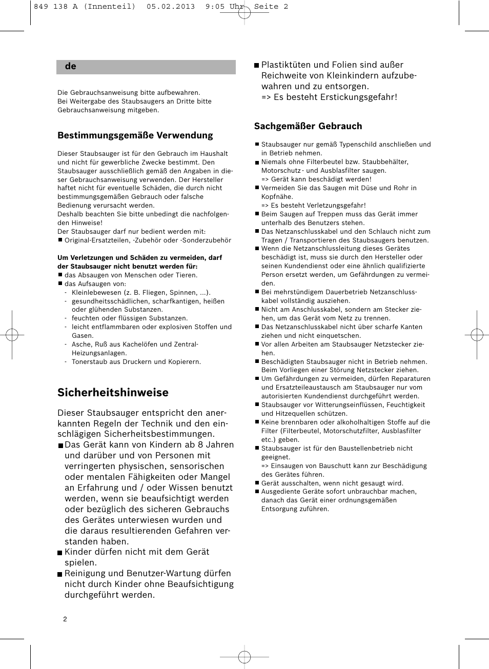 Sicherheitshinweise | Bosch Aspiradores de trineo BSGL32282 BSGL32282 OZBT GL-30 bagbagless parquet hepa User Manual | Page 3 / 140