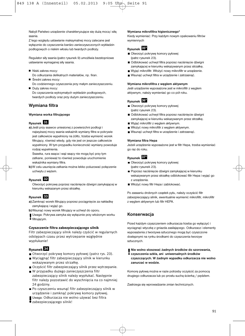 Wymiana filtra, Konserwacja | Bosch Aspiradores de trineo BSGL32282 BSGL32282 OZBT GL-30 bagbagless parquet hepa User Manual | Page 92 / 140