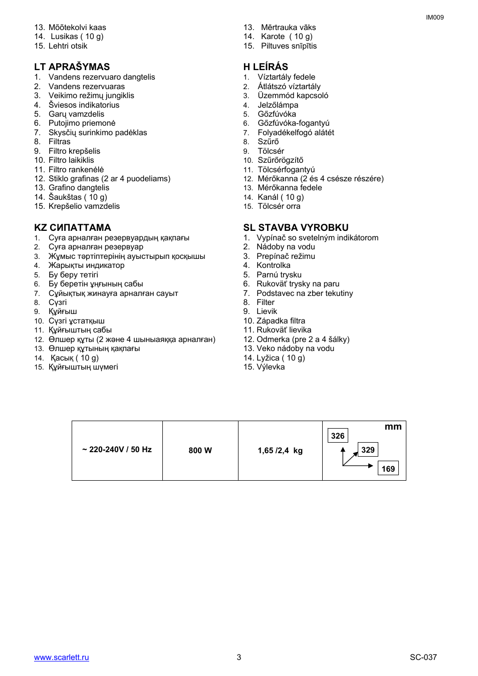 Scarlett SC-037 User Manual | Page 3 / 24