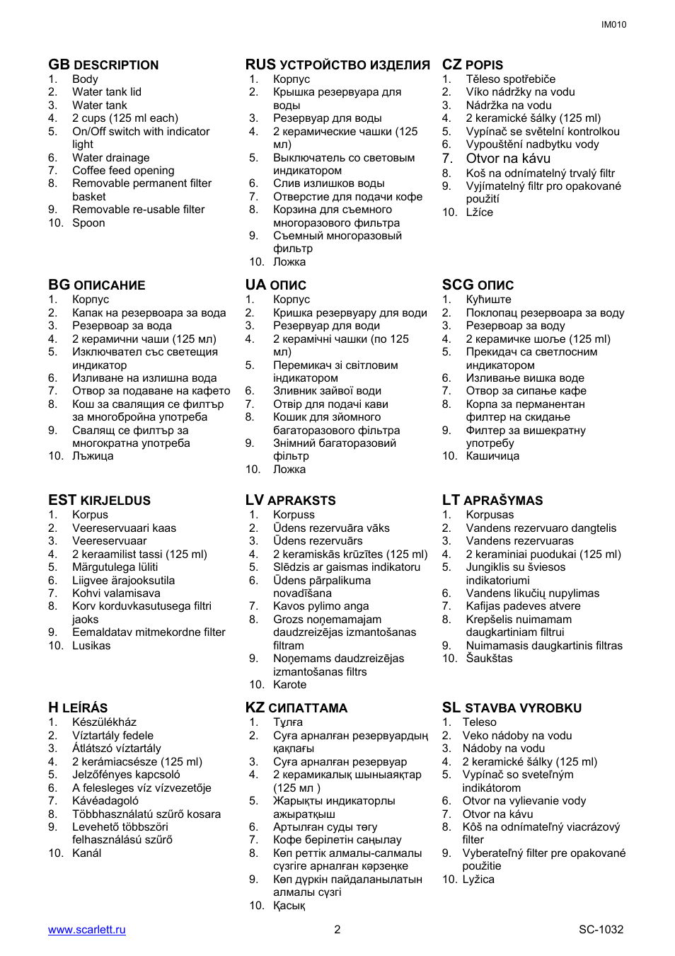 Scarlett SC-1032 User Manual | Page 2 / 16