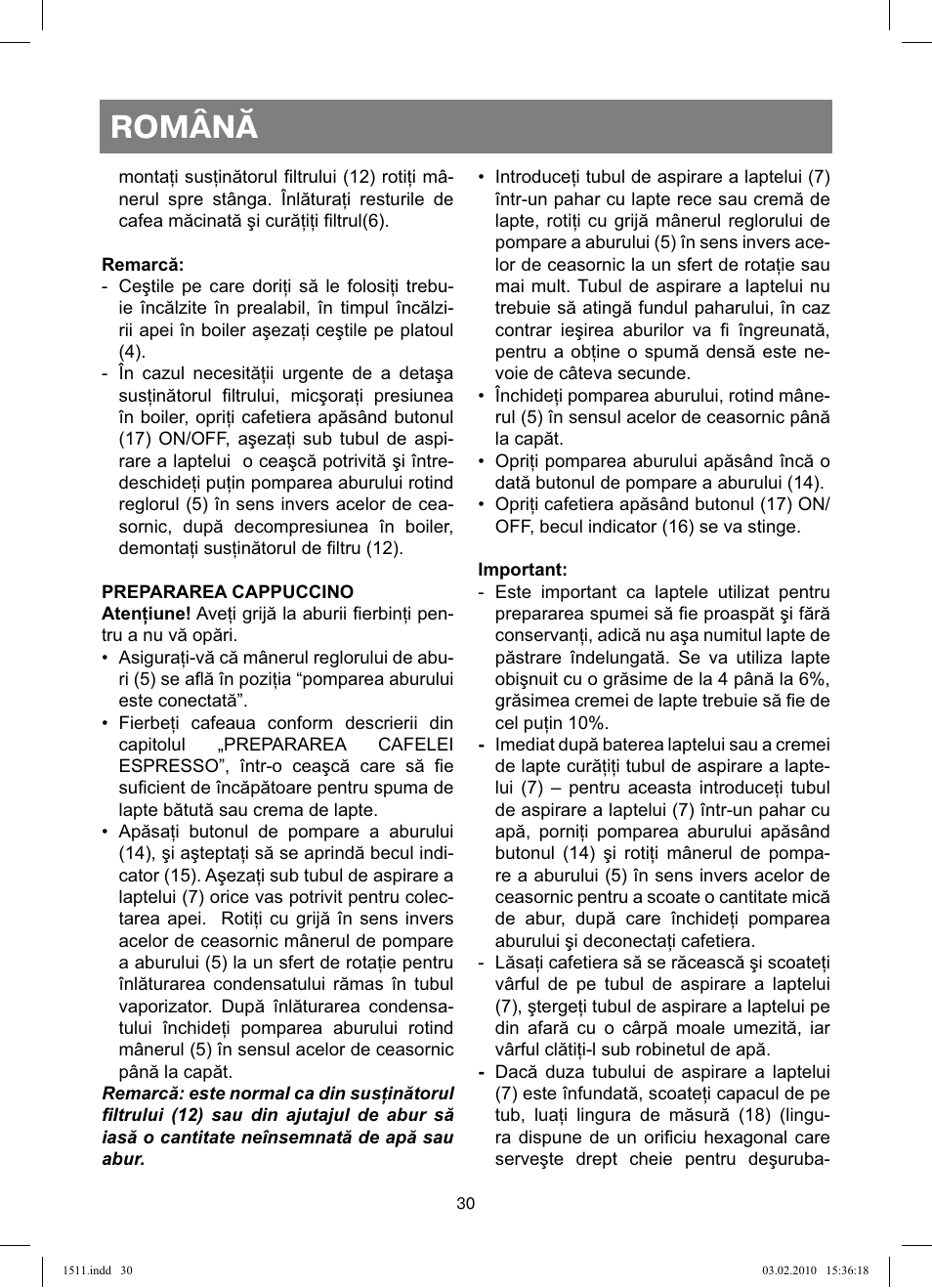 Română | Vitek VT-1511 User Manual | Page 30 / 60