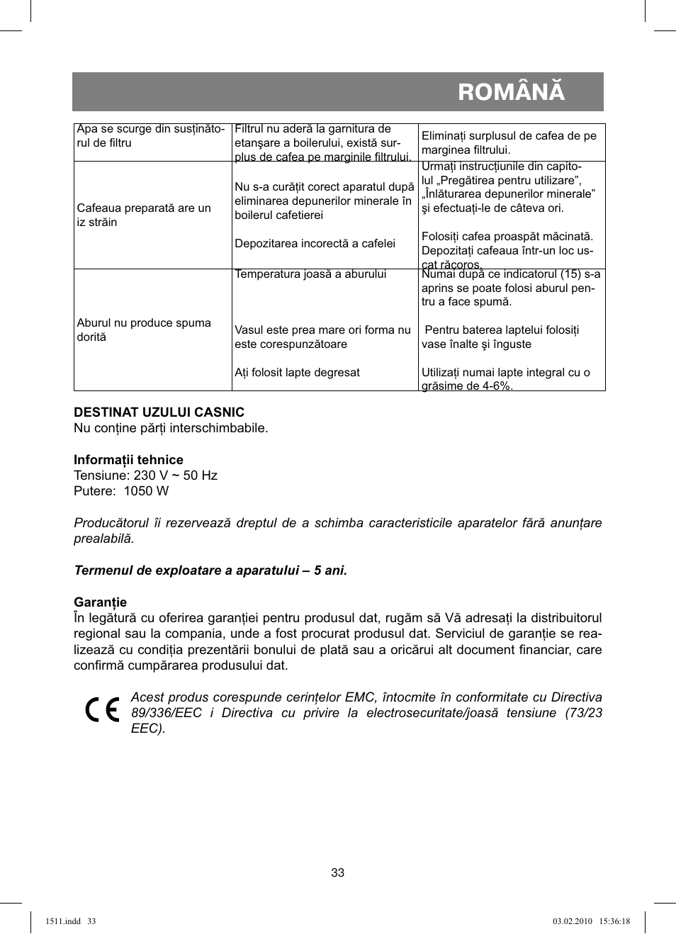 Română | Vitek VT-1511 User Manual | Page 33 / 60