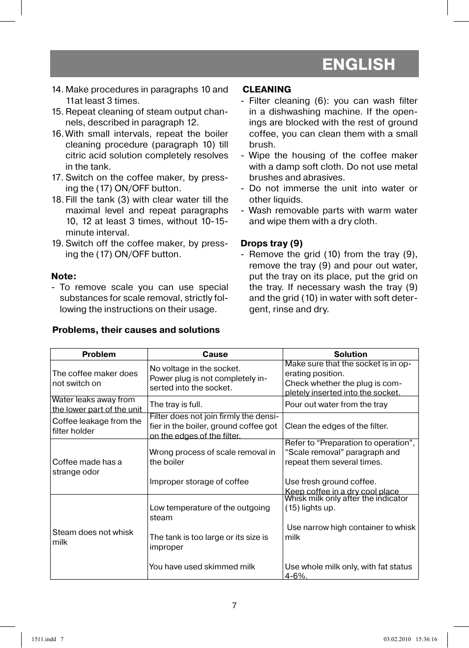 English | Vitek VT-1511 User Manual | Page 7 / 60