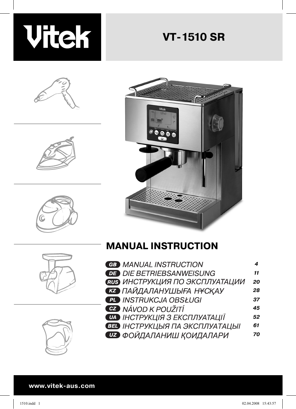 Vitek VT-1510 SR User Manual | 80 pages