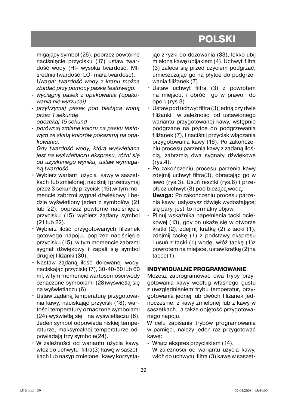 Polski | Vitek VT-1510 SR User Manual | Page 39 / 80