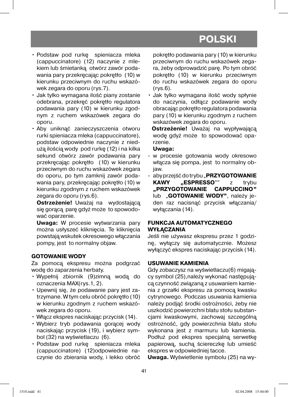 Polski | Vitek VT-1510 SR User Manual | Page 41 / 80