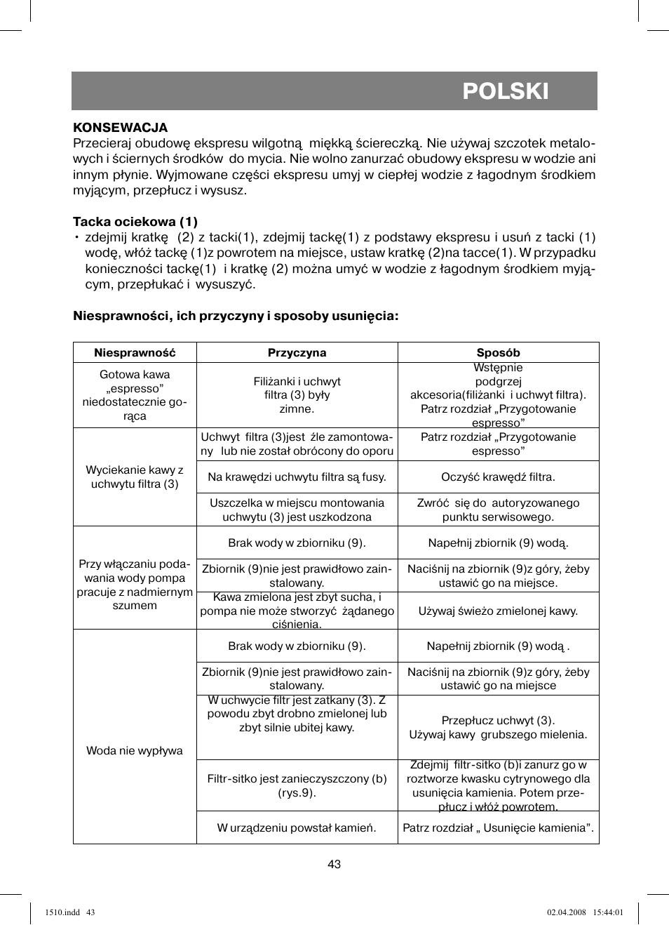 Polski | Vitek VT-1510 SR User Manual | Page 43 / 80