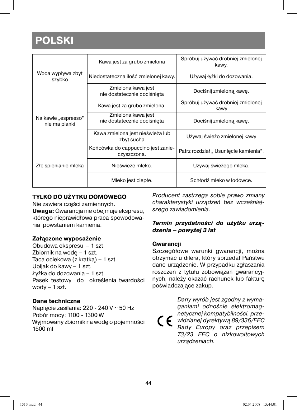 Polski | Vitek VT-1510 SR User Manual | Page 44 / 80