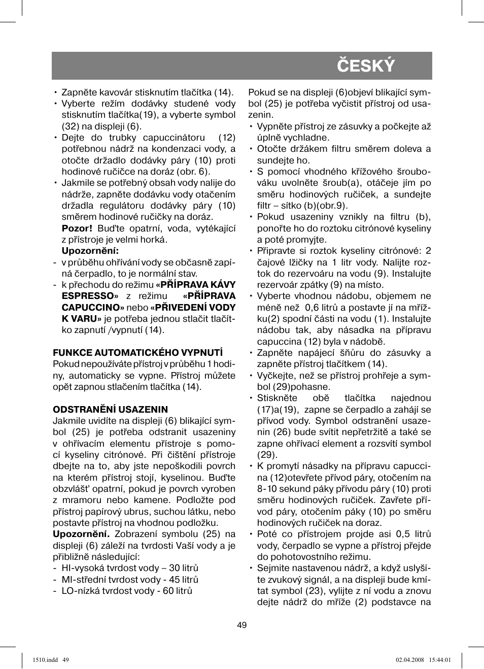 Český | Vitek VT-1510 SR User Manual | Page 49 / 80