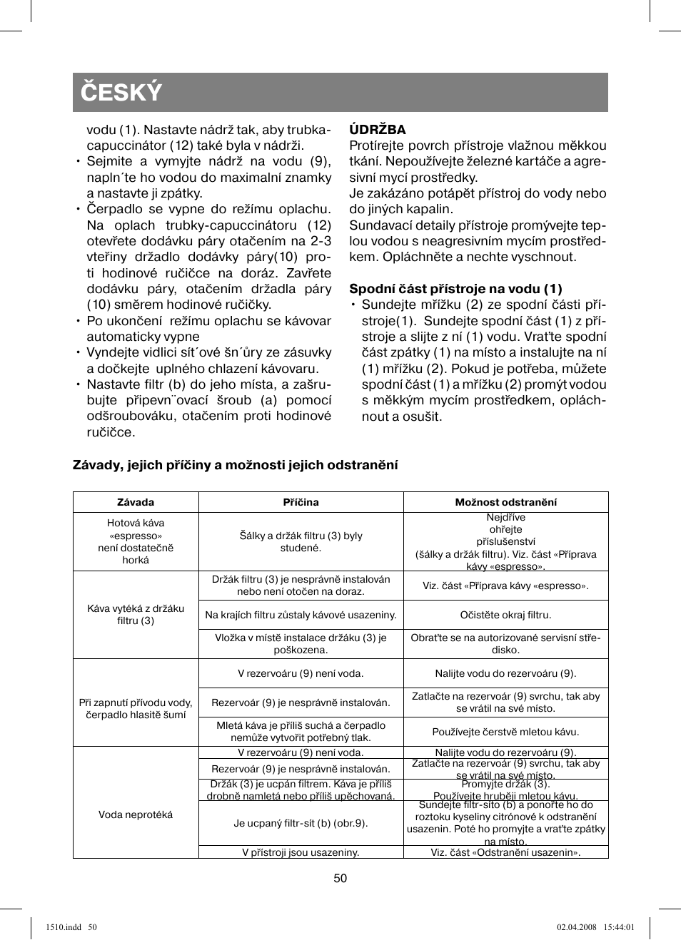 Český | Vitek VT-1510 SR User Manual | Page 50 / 80