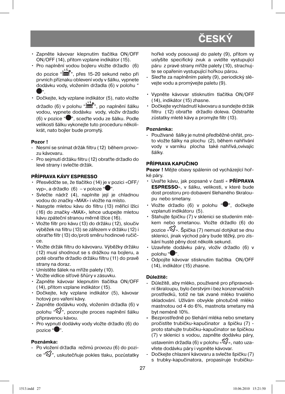 Český | Vitek VT-1513 User Manual | Page 27 / 48