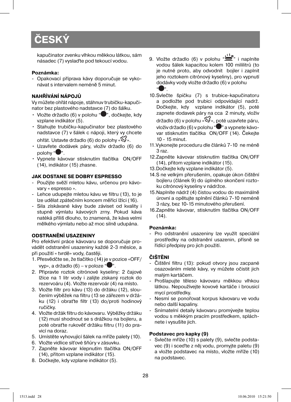 Český | Vitek VT-1513 User Manual | Page 28 / 48