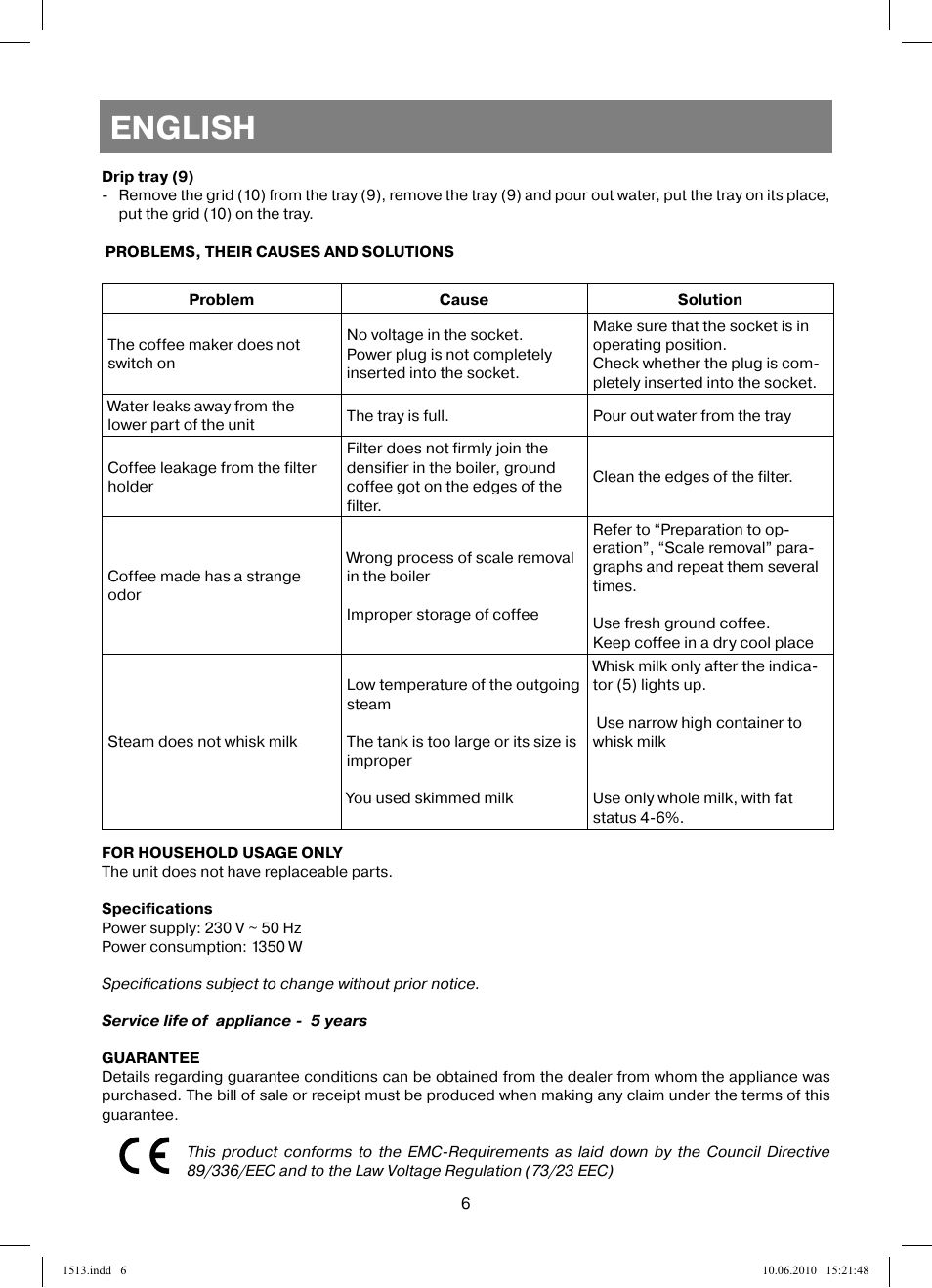 English | Vitek VT-1513 User Manual | Page 6 / 48