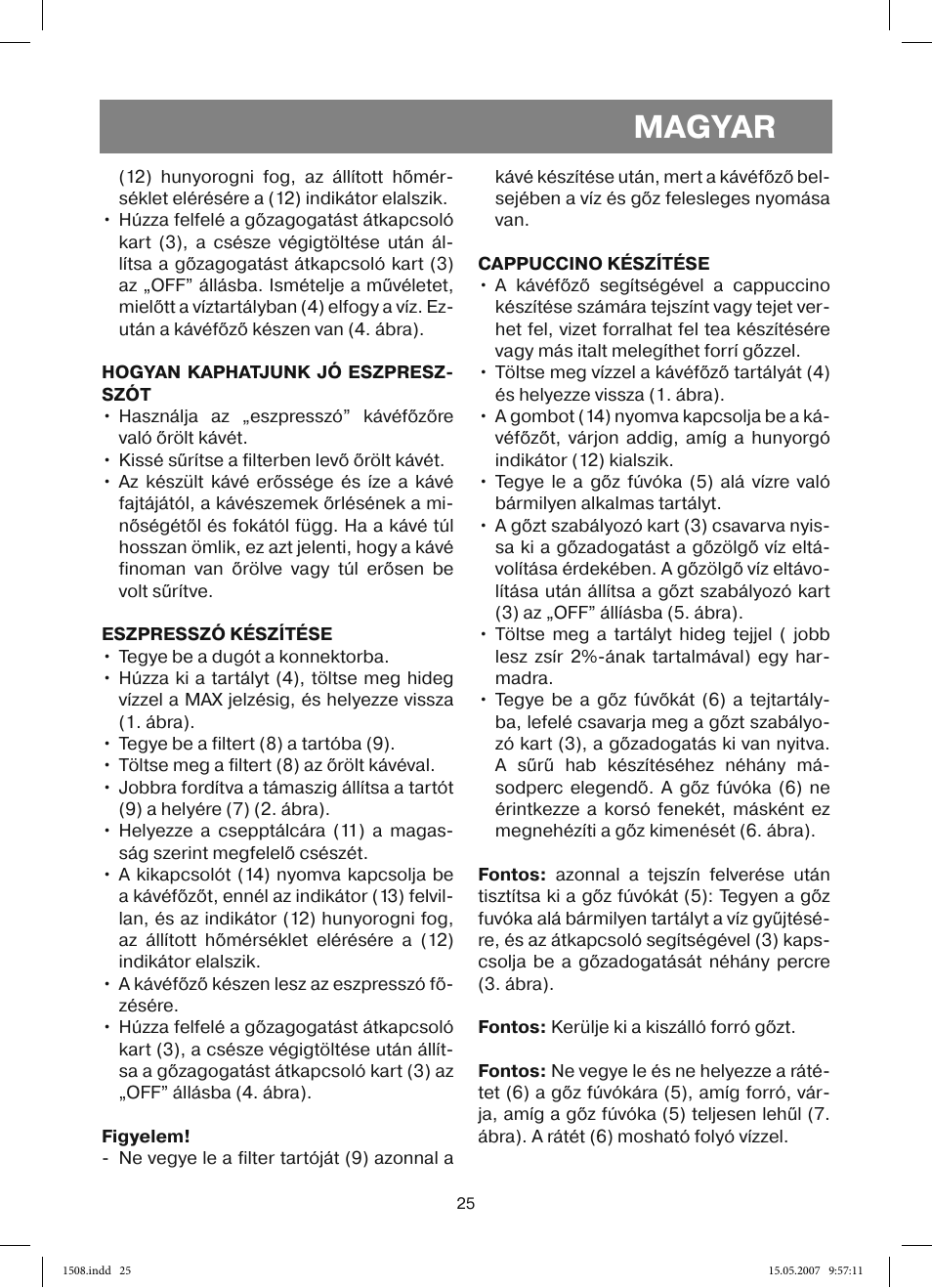 Magyar | Vitek VT-1508 R User Manual | Page 25 / 52