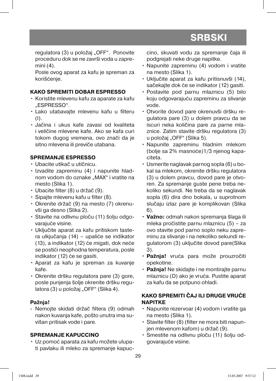 Srbski | Vitek VT-1508 R User Manual | Page 29 / 52
