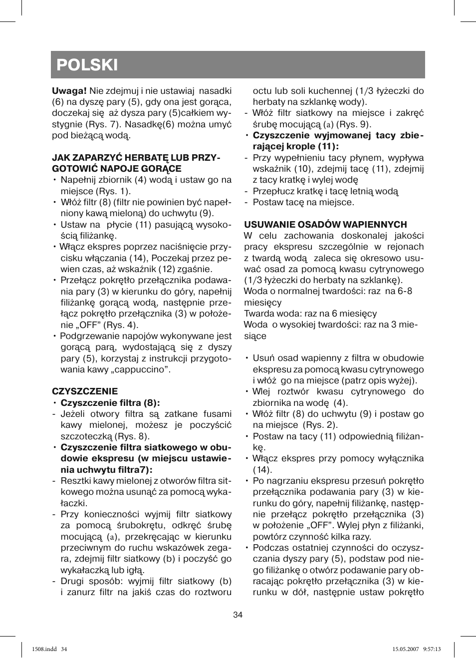 Polski | Vitek VT-1508 R User Manual | Page 34 / 52