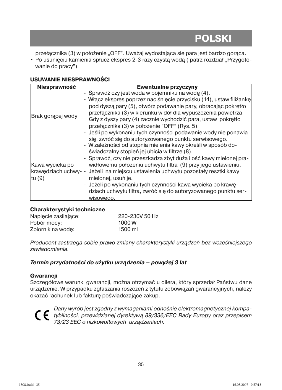 Polski | Vitek VT-1508 R User Manual | Page 35 / 52
