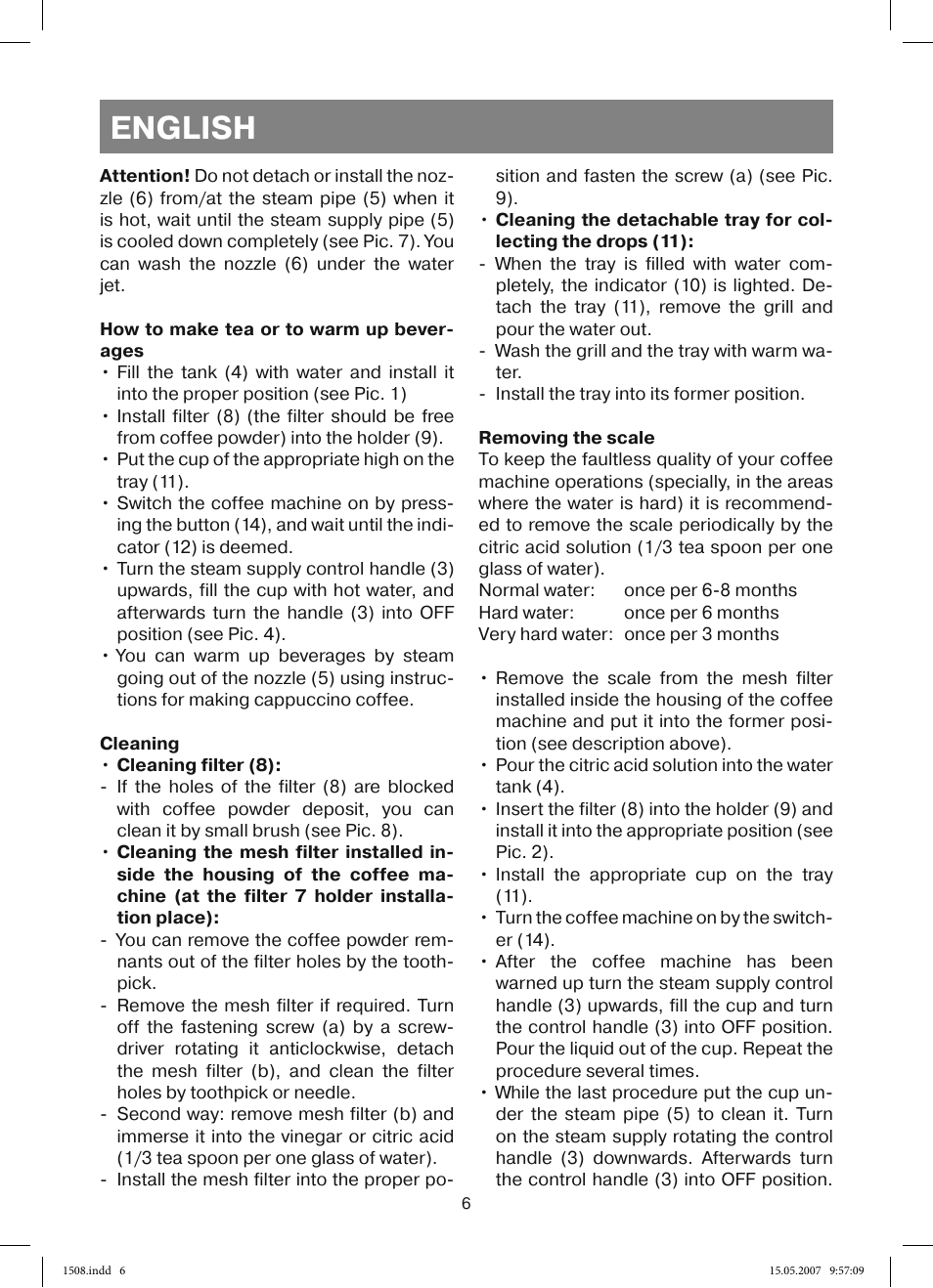 English | Vitek VT-1508 R User Manual | Page 6 / 52