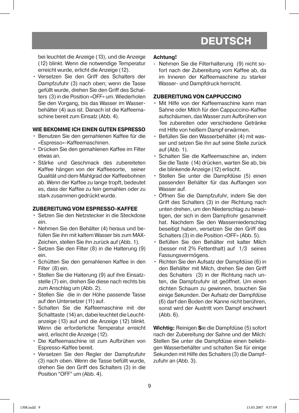 Deutsch | Vitek VT-1508 R User Manual | Page 9 / 52