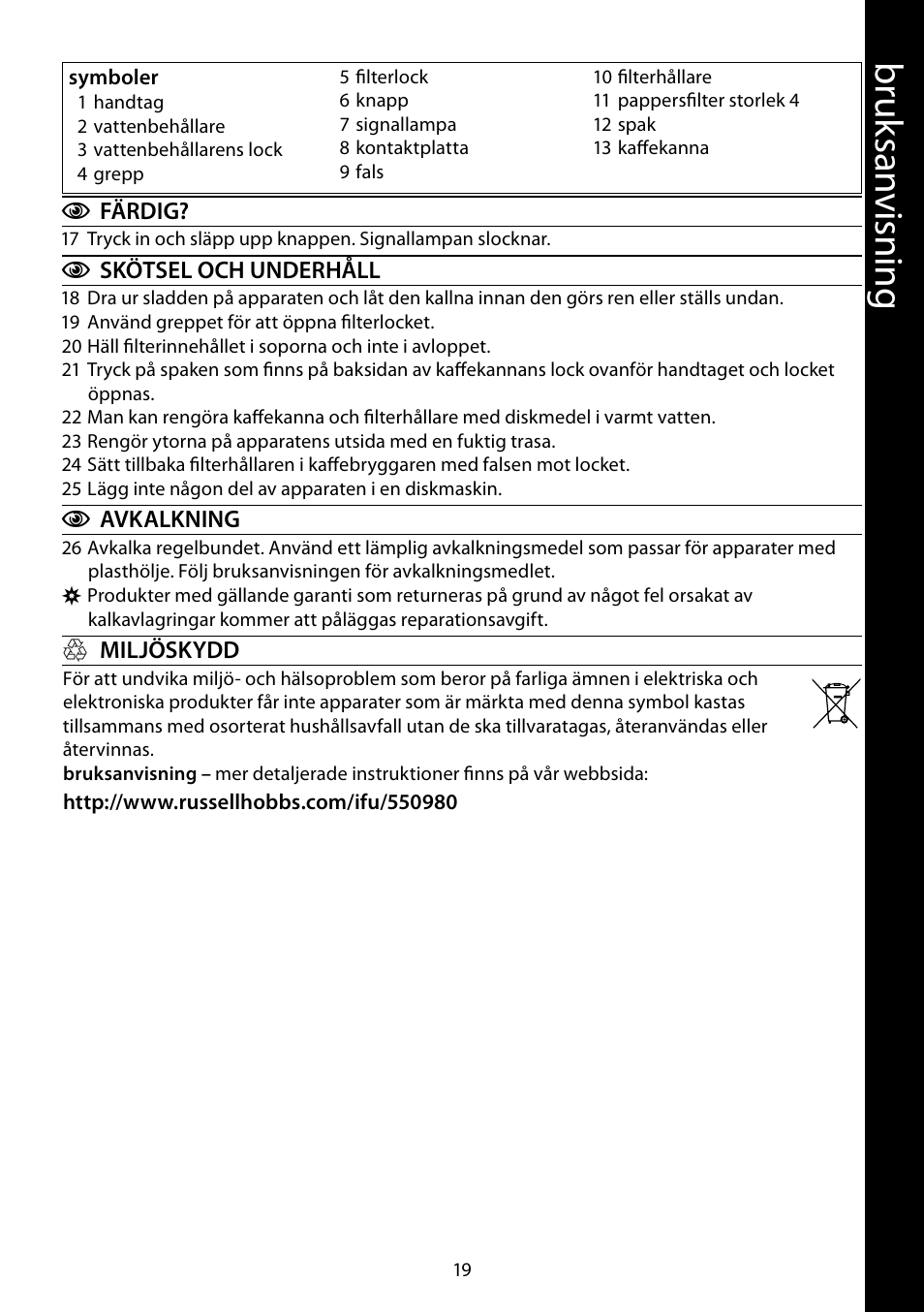 Br uk sa nv isnin g | RUSSELL HOBBS ALLURE User Manual | Page 19 / 48