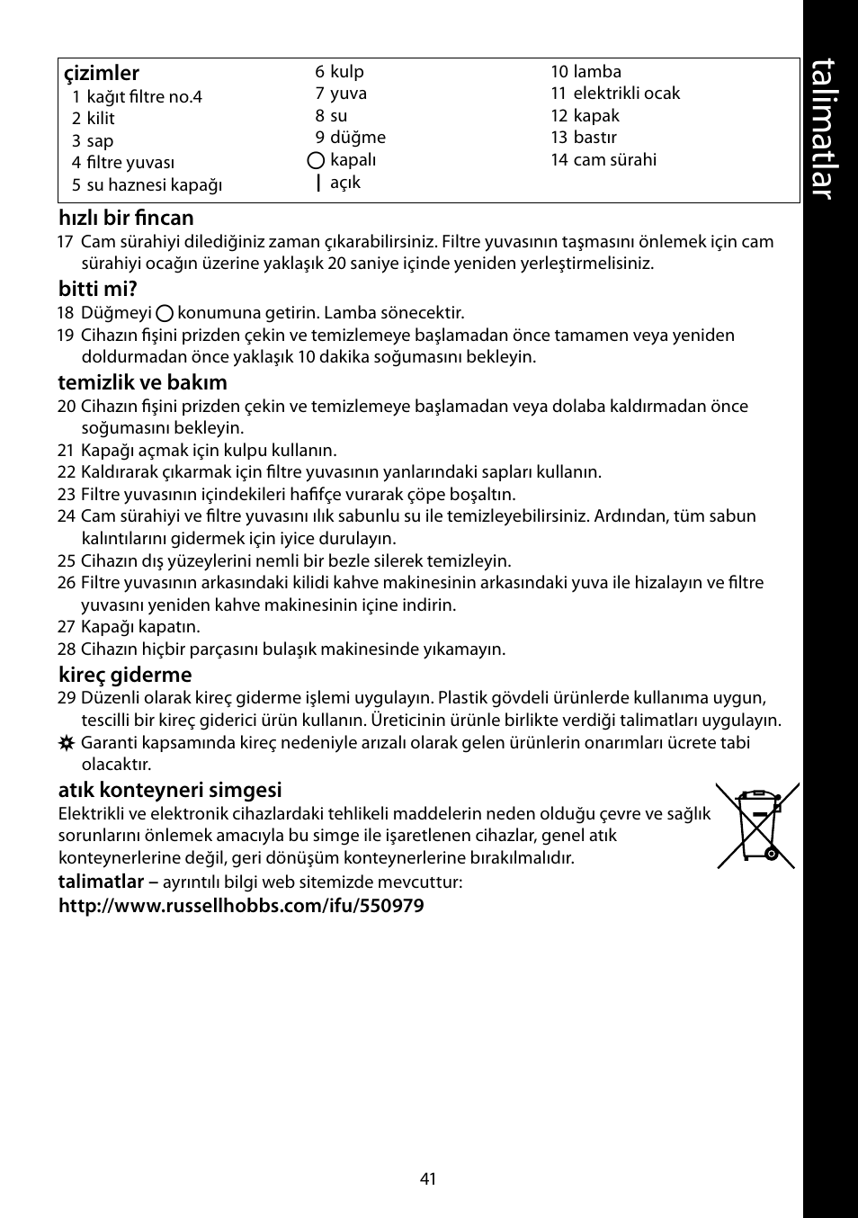 Ta lim atl ar | RUSSELL HOBBS JUNGLE GREEN User Manual | Page 41 / 48