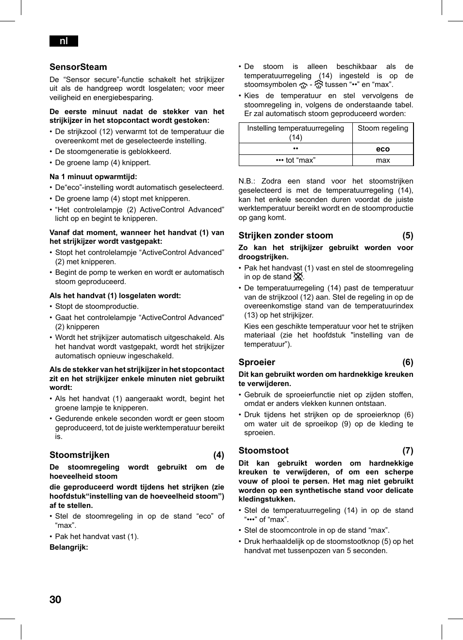 Bosch TDS1229 Centro de planchado compacto SensorSteam Ultimate EAN 4242002684598 User Manual | Page 30 / 116