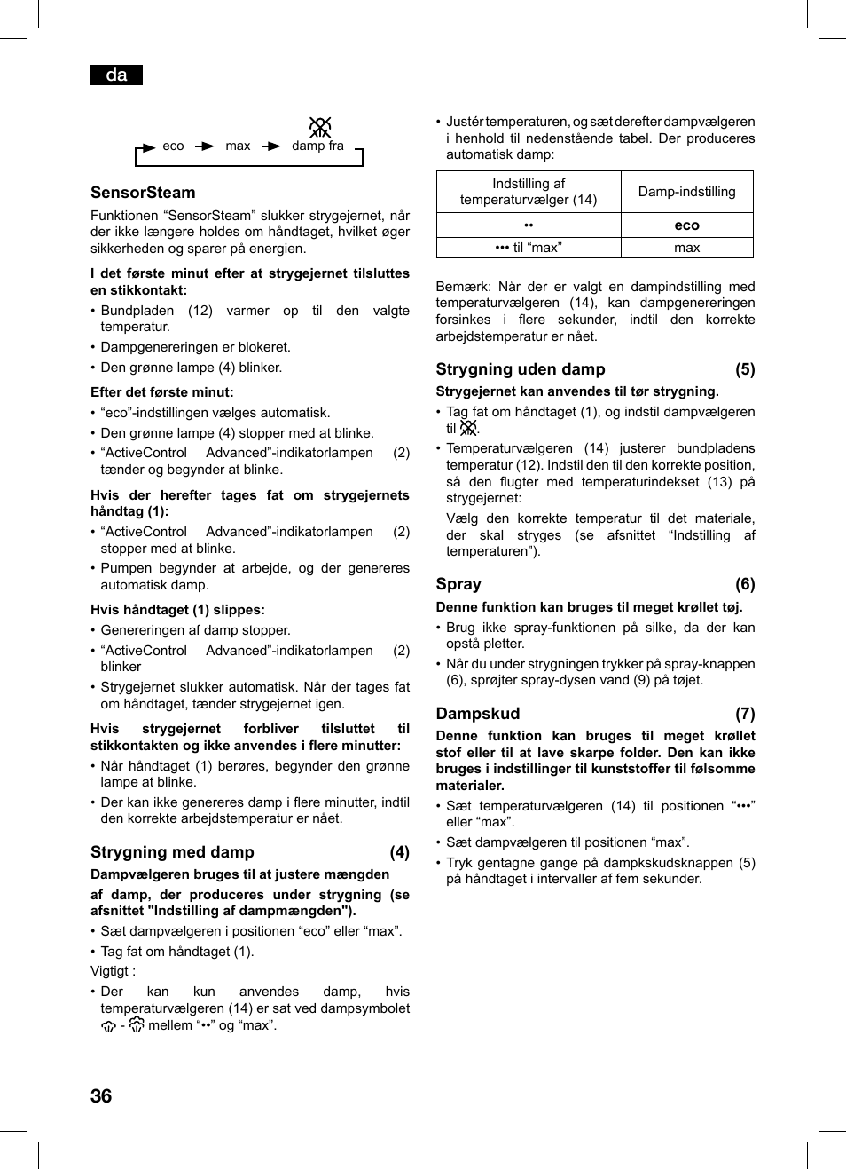 Bosch TDS1229 Centro de planchado compacto SensorSteam Ultimate EAN 4242002684598 User Manual | Page 36 / 116