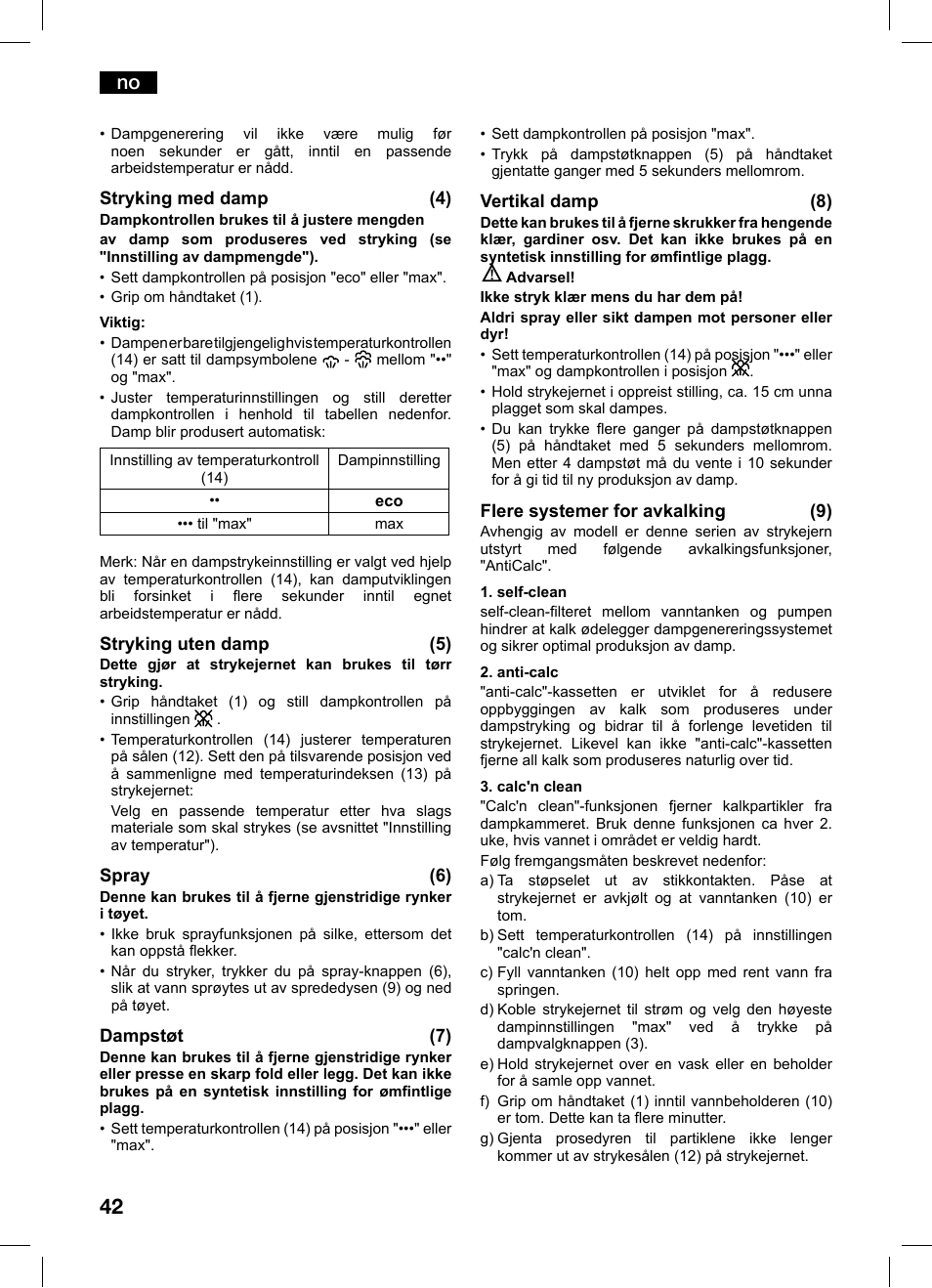 Bosch TDS1229 Centro de planchado compacto SensorSteam Ultimate EAN 4242002684598 User Manual | Page 42 / 116