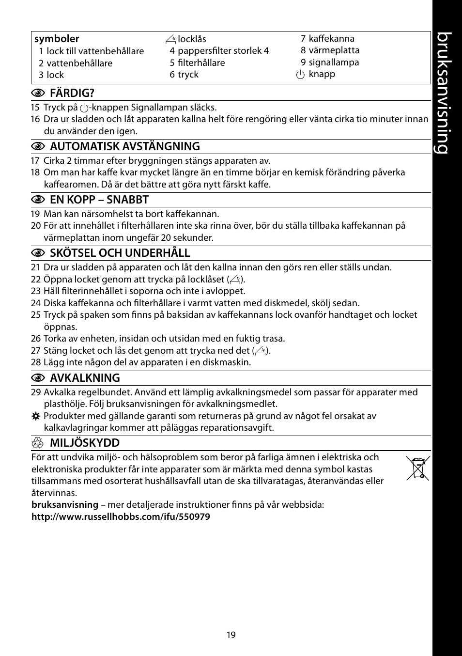 Br uk sa nv isnin g | RUSSELL HOBBS STEEL TOUCH User Manual | Page 19 / 48