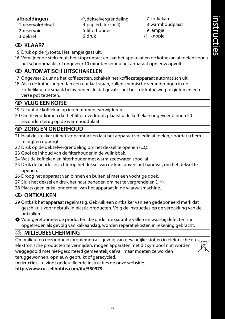 Ins tru cti es | RUSSELL HOBBS STEEL TOUCH User Manual | Page 9 / 48