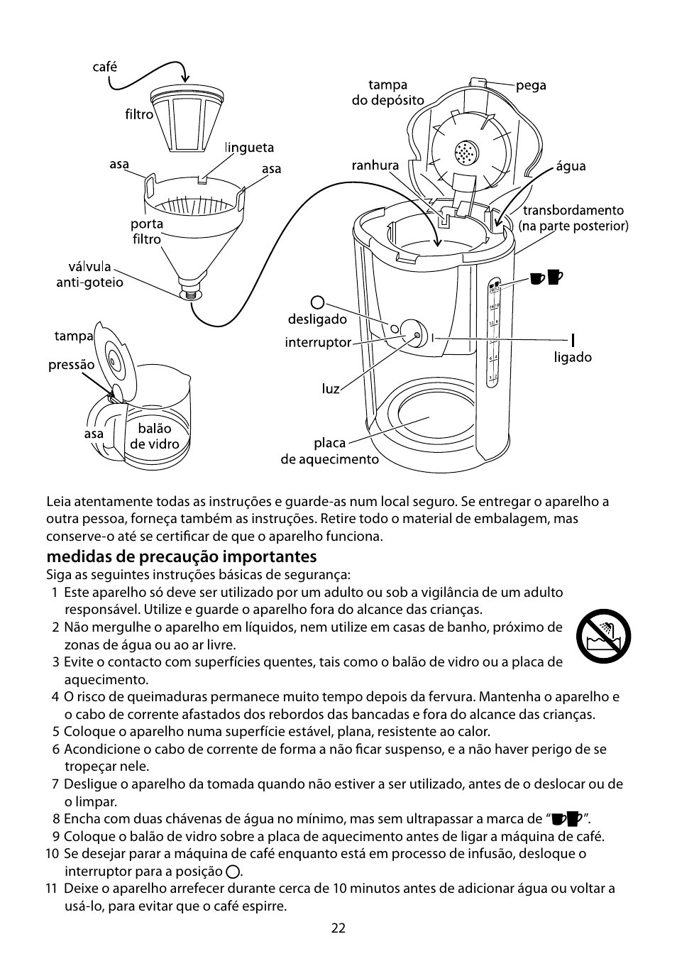 Medidas de precaução importantes | RUSSELL HOBBS PURPLE PASSION User Manual | Page 22 / 88