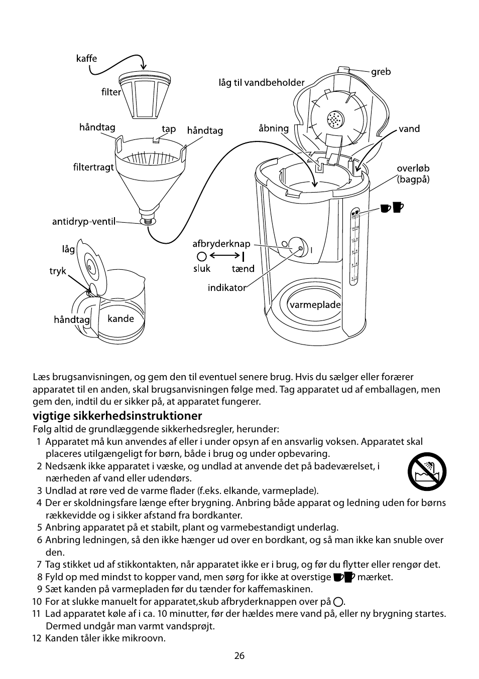 Vigtige sikkerhedsinstruktioner | RUSSELL HOBBS PURPLE PASSION User Manual | Page 26 / 88