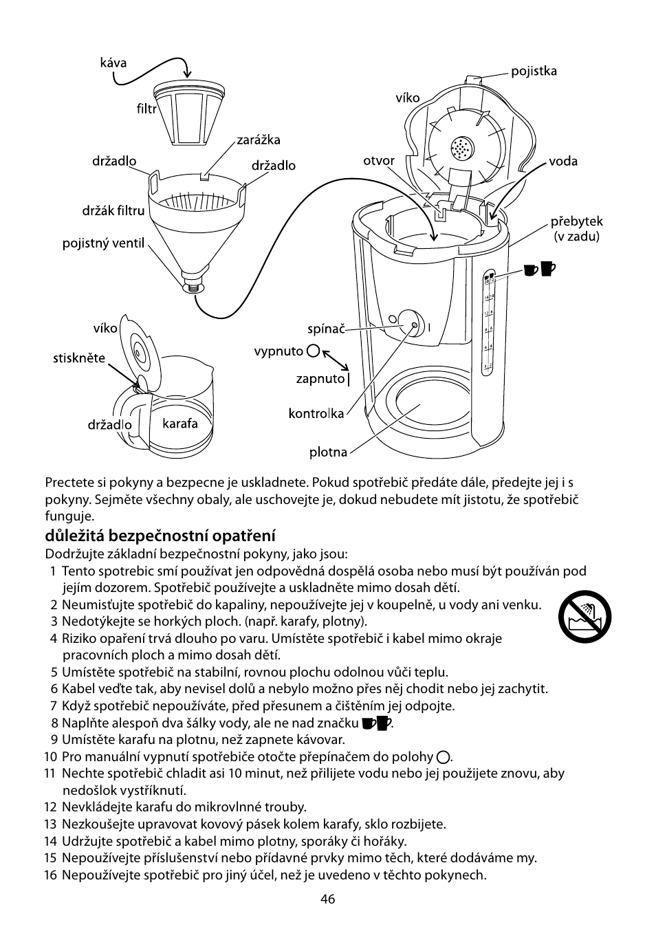 Důležitá bezpečnostní opatření | RUSSELL HOBBS PURPLE PASSION User Manual | Page 46 / 88