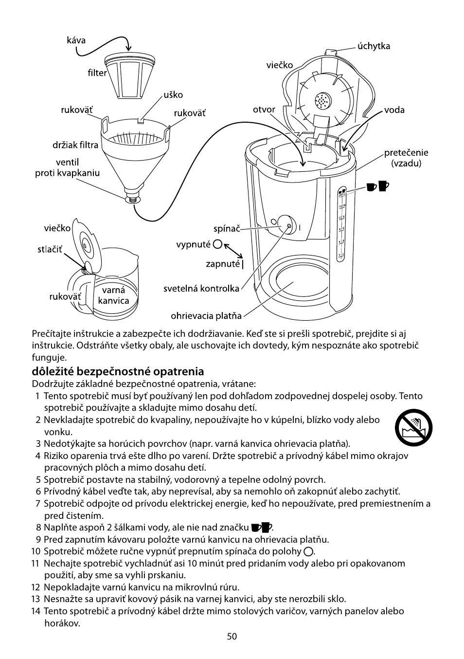 Dôležité bezpečnostné opatrenia | RUSSELL HOBBS PURPLE PASSION User Manual | Page 50 / 88