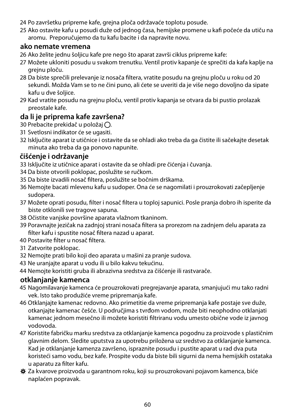 Ako nemate vremena, Da li je priprema kafe završena, Čišćenje i održavanje | Otklanjanje kamenca | RUSSELL HOBBS PURPLE PASSION User Manual | Page 60 / 88