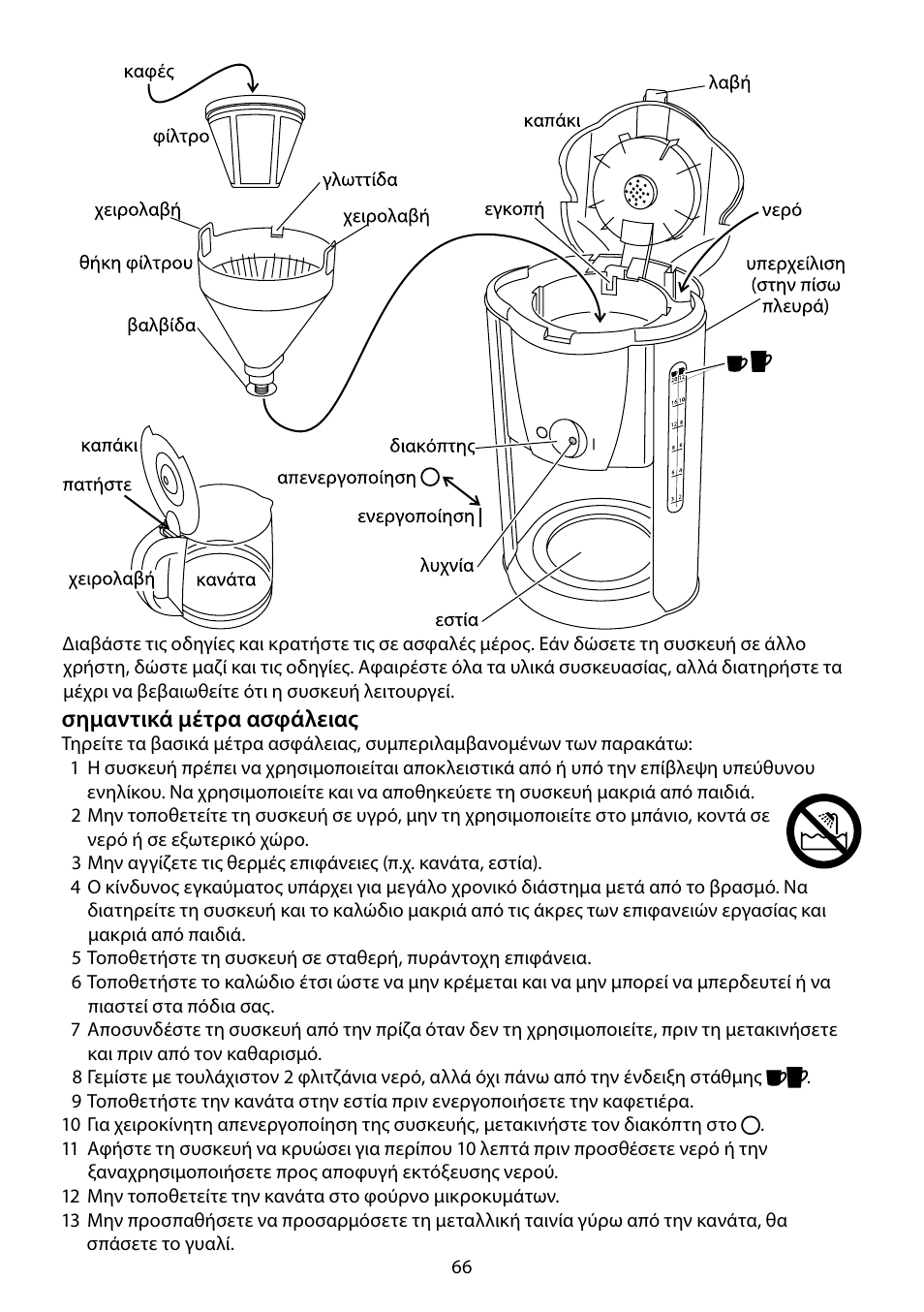 Σημαντικά μέτρα ασφάλειας | RUSSELL HOBBS PURPLE PASSION User Manual | Page 66 / 88