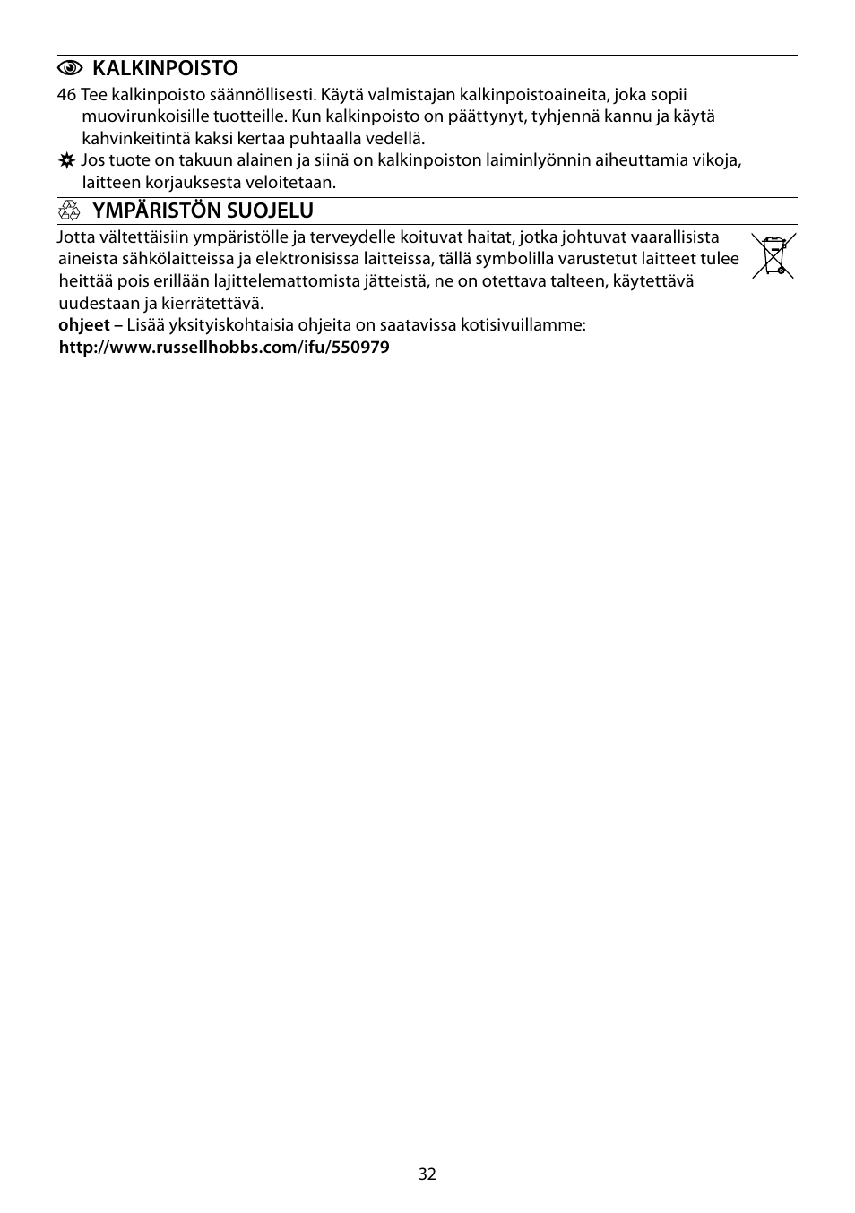RUSSELL HOBBS COTTAGE FLORAL User Manual | Page 32 / 68