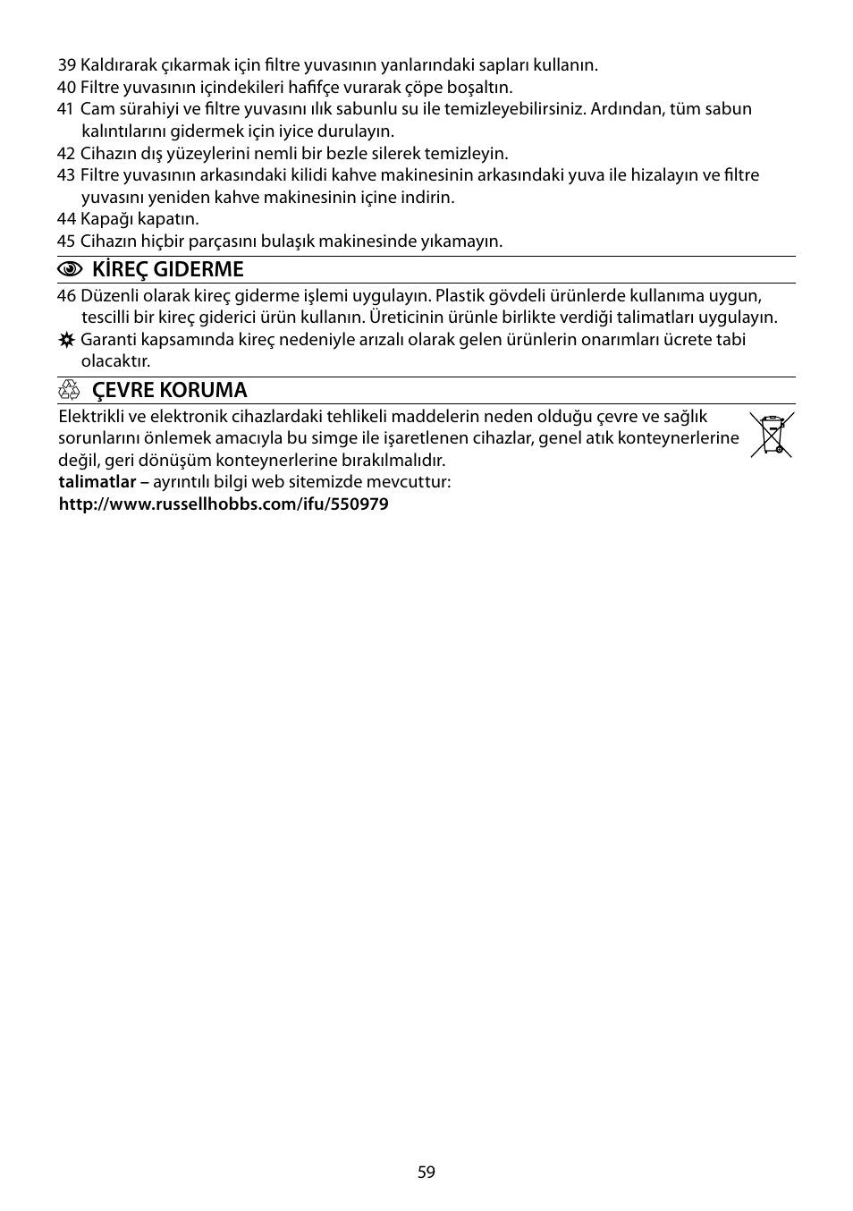 RUSSELL HOBBS COTTAGE FLORAL User Manual | Page 59 / 68