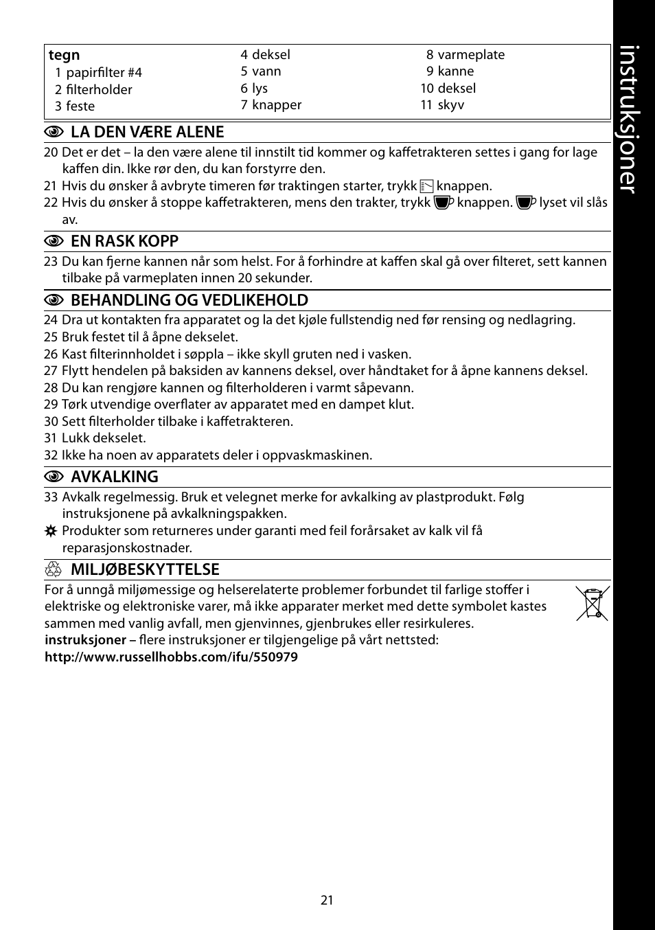 RUSSELL HOBBS MONO User Manual | Page 21 / 48