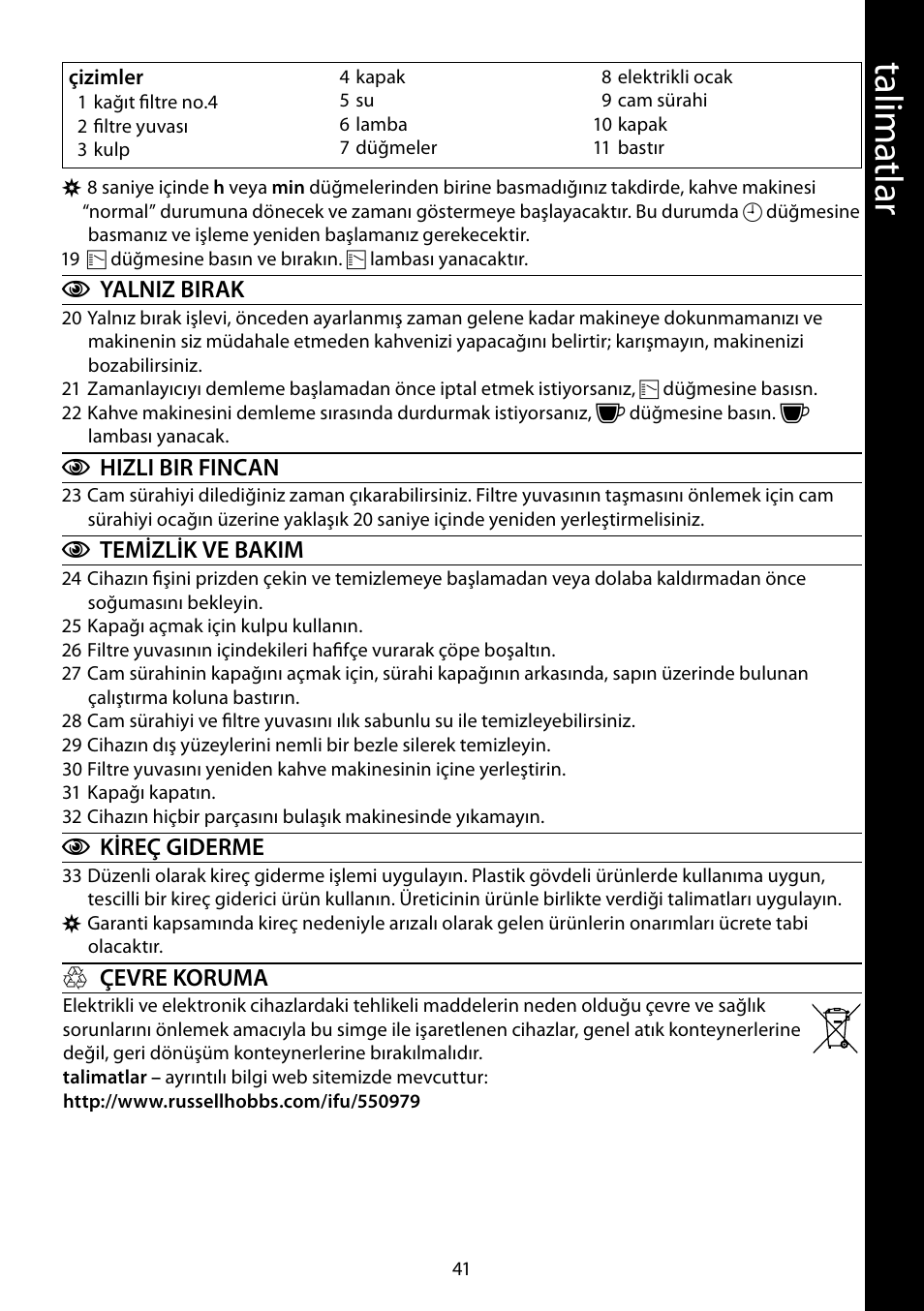 Ta lim atl ar | RUSSELL HOBBS MONO User Manual | Page 41 / 48